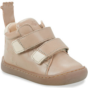 Chaussures pré-marche en cuir My Deboo Velcro "Taupe"-Easy Peasy