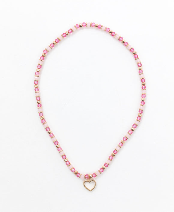 Collier rose coeur