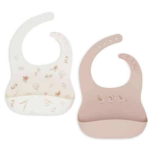 Lot de 2 Bavoirs silicone- Lovely bird