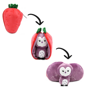 Peluche 2 en 1 - Violet la chouette / Fraise