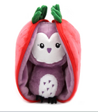 Peluche 2 en 1 - Violet la chouette / Fraise