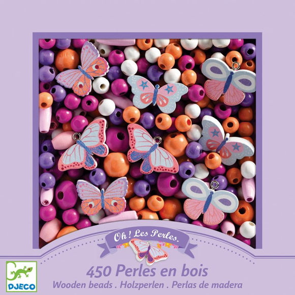 450 Perles en bois papillon - Djeco