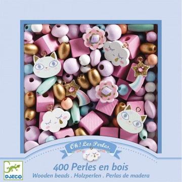 400 Perles en bois Arc-en-ciel Djeco